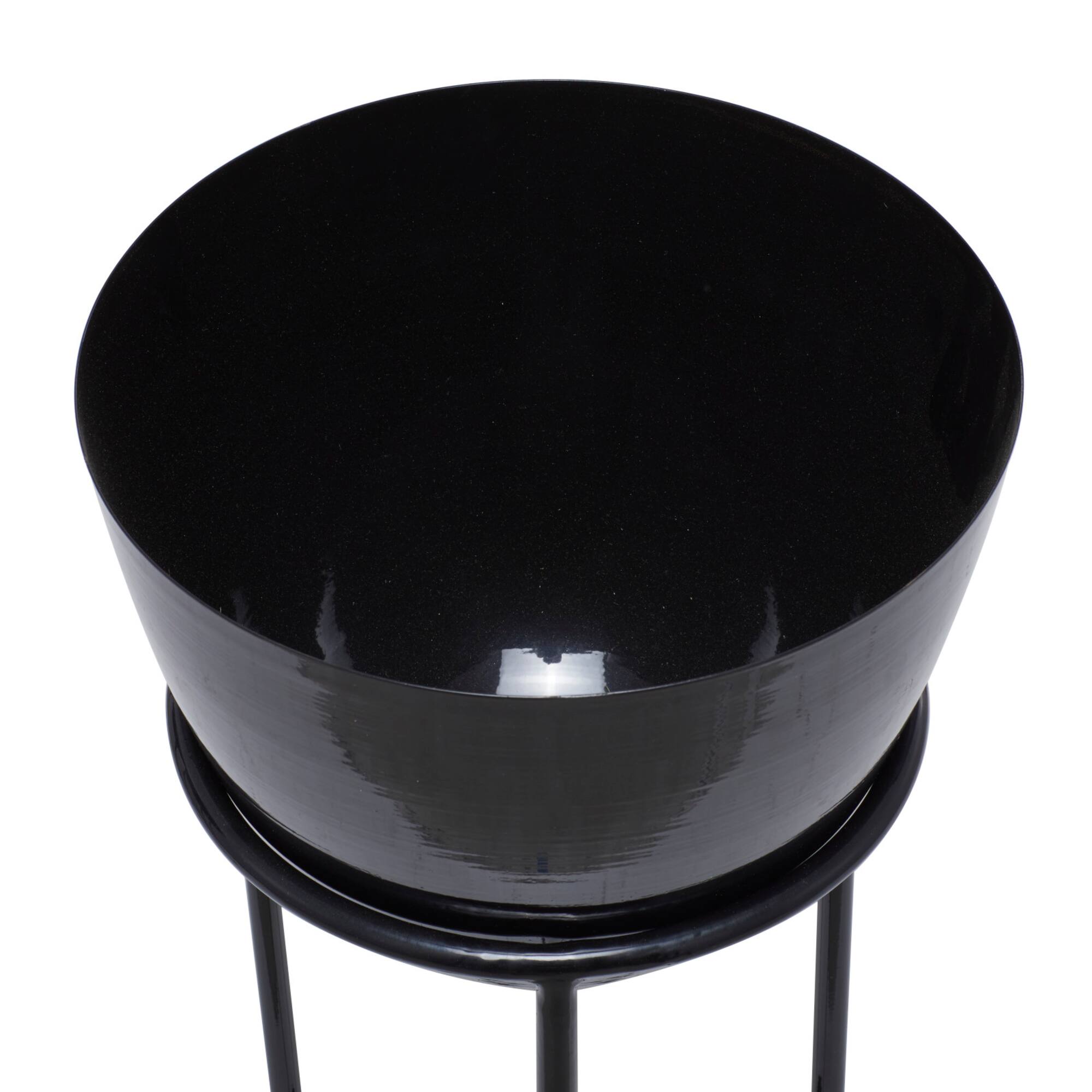 Set of 3 Black Iron Contemporary Planters, 13" x 13" x 13"